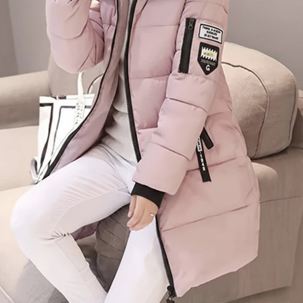 Casaco de Inverno Longo com Capuz e Gola de Pêlo