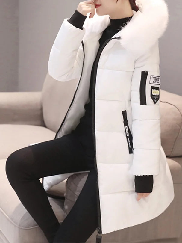 Casaco de Inverno Longo com Capuz e Gola de Pêlo