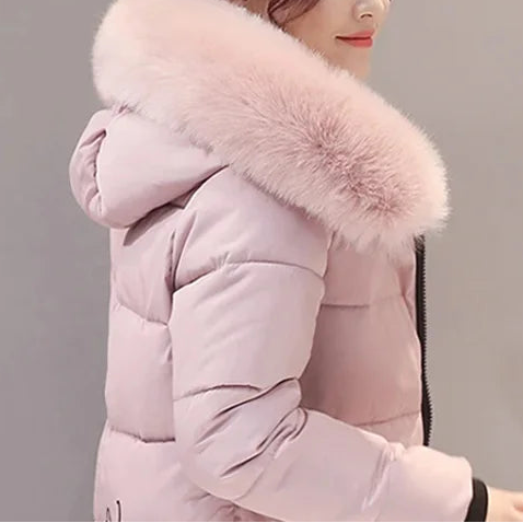 Casaco de Inverno Longo com Capuz e Gola de Pêlo