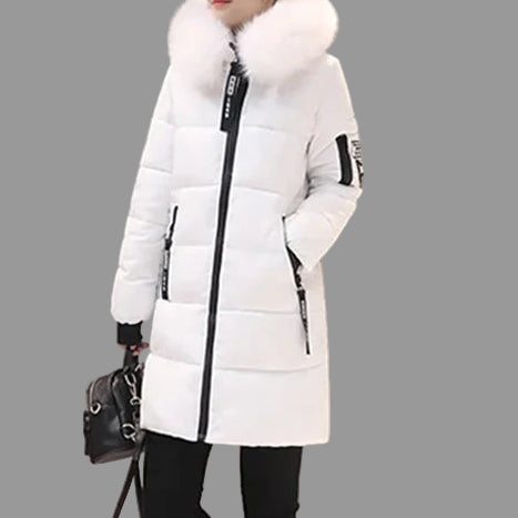 Casaco de Inverno Longo com Capuz e Gola de Pêlo