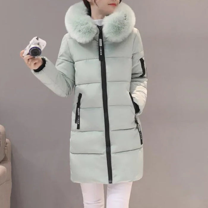 Casaco de Inverno Longo com Capuz e Gola de Pêlo